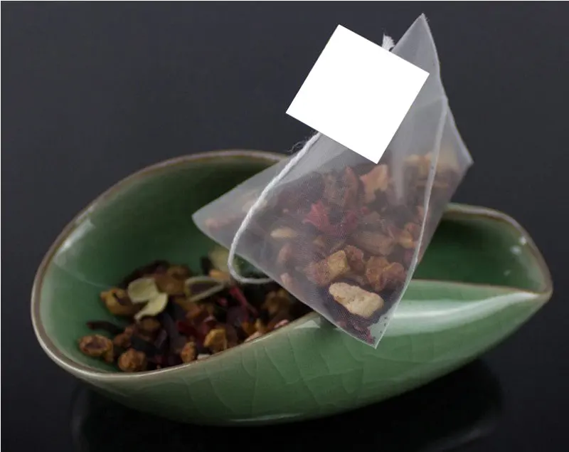 sacos de chá pirâmide de fibra de milho embutida com infusor biodegradável