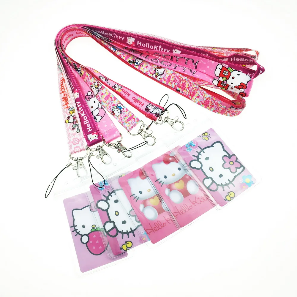 The Best-selling Cute Kitty Lanyard ID Card Holder and Card Sticker Set Cute Keychain Gift