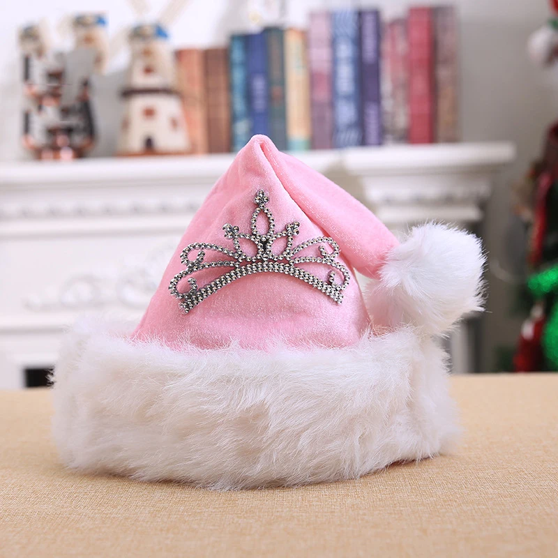 

3Pcs Creative Christmas Hats Santa Claus Snowman Cartoon Pattern Pink Crown Hats Xmas Party Home Multi-designs Decoration