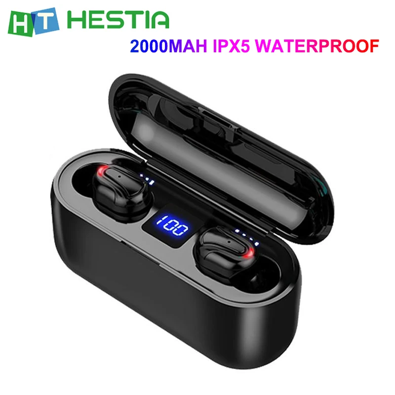 

Q32 2000mAh TWS Wireless Earphone Bluetooth 5.0 Earbuds Dual Microphone with Power Display Phone Holder Charging Box