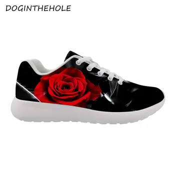 

3D Red Flower Rose Pattern Woman Low Top Casual Shoes Spring/Autumn Sneakers Lady 2020 New Vulcanized Shoes Sneakers Non-slip