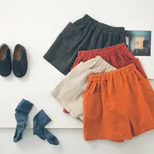Летние детские шорты, льняные шорты ярких цветов, корейская мода, детская одежда