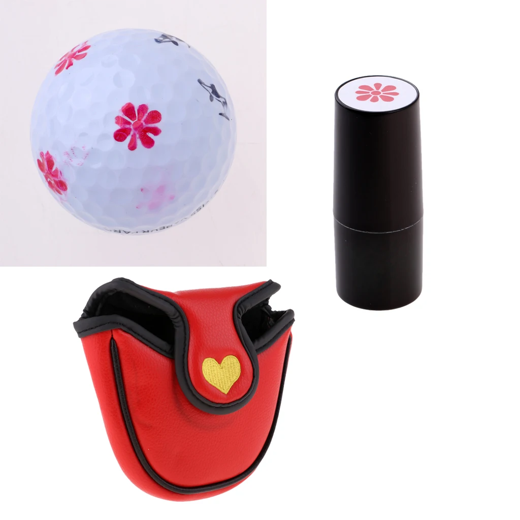 13x12 cm PU Leather Mallet Putter Headcover Center Putters Covers with One Complimentary Ball Stamp Stamper