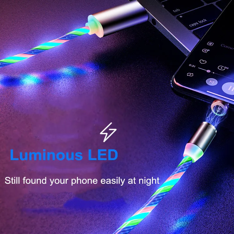 Vanniso 2.4A 1 м светодиодный магнитный USB кабель для iPhone Xs Max usb type C кабель Micro USB кабель для samsung S8 Xiaomi Note 7 LG USB C