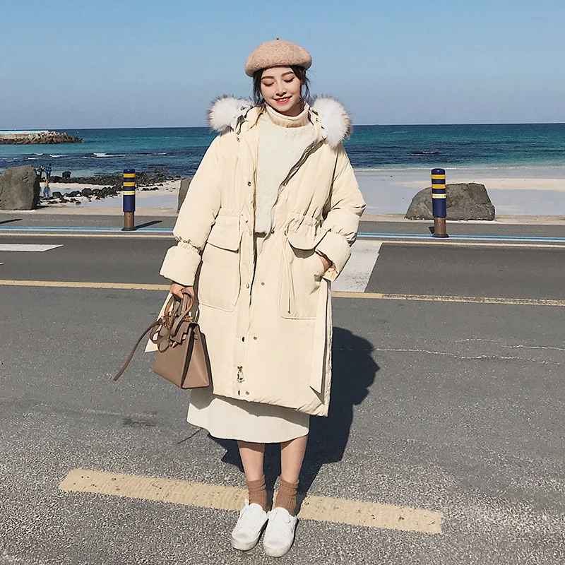 

Cotton-padded Clothes Women's 2019 Autumn & Winter New Style Korean-style Mid-length Hooded down Jacket Cotton-padded Clothes wi