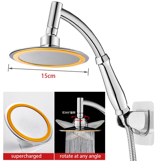 Alcachofa-Cabezal de ducha de alta presión de 6 pulgadas, rociador de  lluvia grande y redondo ajustable 360, accesorios de baño de mano -  AliExpress