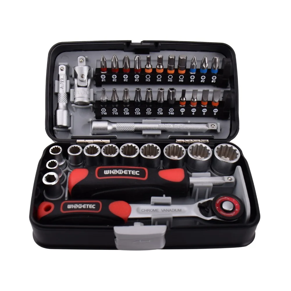 38pcs Mini Ratchet Wrench Set 1/4" Socket Wrench Screw Bits Set Tools