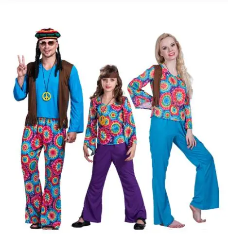 Мужской карнавальный костюм на Хеллоуин в стиле ретро 70 s Hippie Peace and Love детский