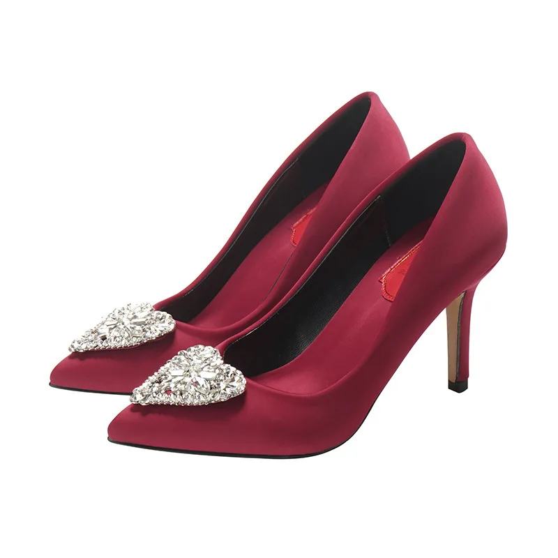 

2020 Fashion Delicate Sweet Crystal High Heel Shoes Pointed Toe Women Pumps Sexy Pumps Shoes