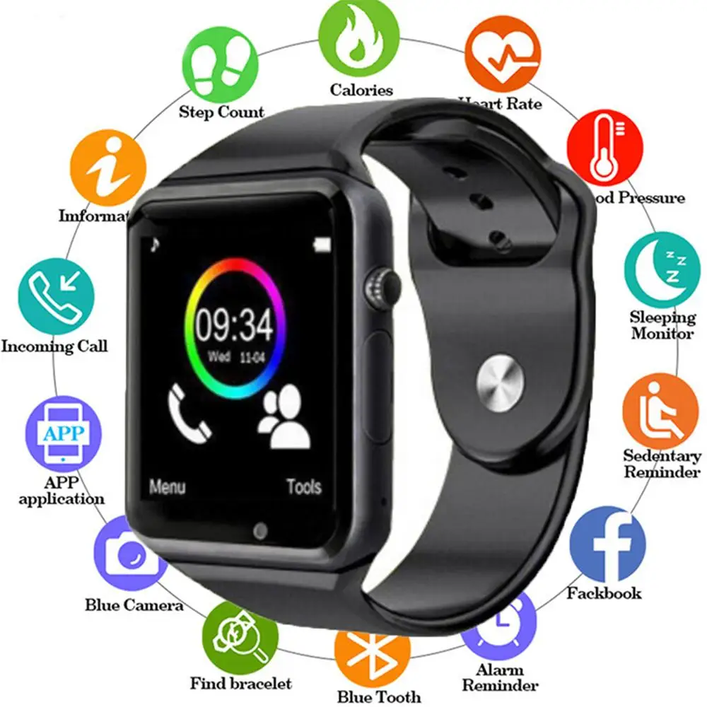 

WristWatch A1 Bluetooth Smart Watch Men Sport Pedometer with SIM Camera Smartwatch for Android Smartphone Russia Good Than DZ09