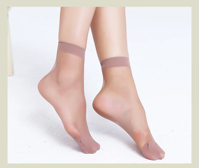 UUYYEO 20 pares de calcetines de nailon transparente para mujer, calcetines  de tobillo delgados para mujer, medias altas hasta el tobillo, medias