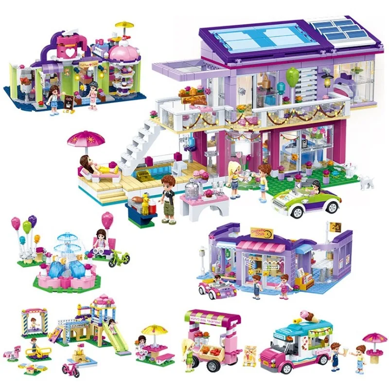 

2019 legoinglys friends Children's building blocks toy girls Beach series DIY figures Bricks birthday gifts