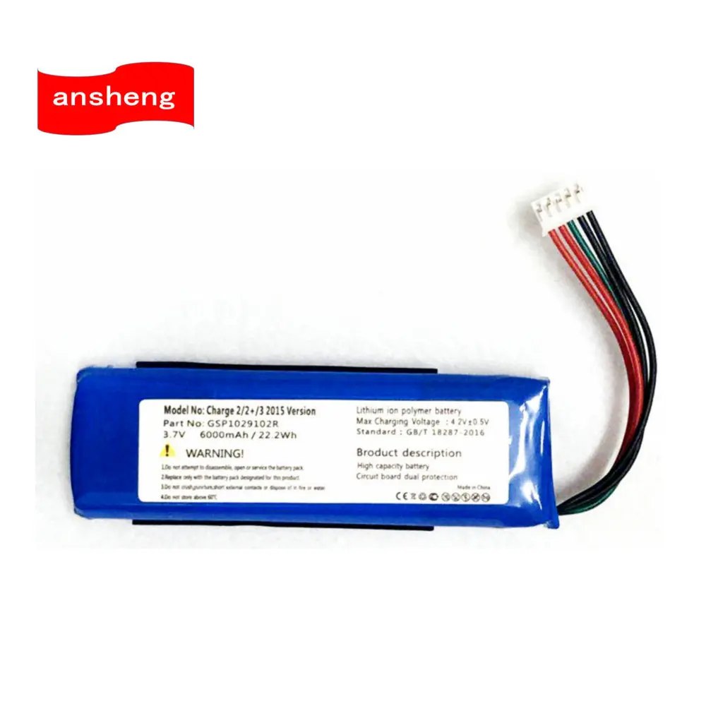 

Литий-ионный полимерный аккумулятор для JBL Charge 2, Charge 2 + Charge 3, высокое качество, GSP1029102R, 3,7 В, 6000 мАч, 22,2 Втч, версия 2015 г.
