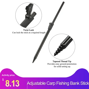 

Adjustable Carp Fishing Bank Stick Extending Aluminum Alloy Fishing Bankstick Fish Rod Pod Rest Black for Bite Alarm