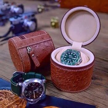 

1 slot luxury fashion women men home black color pu leather watch box mini style watch case holder good gift WT-93