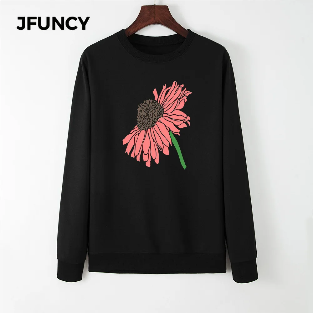 

JFUNCY 2020 Autumn Print Tops Oversized Women Hoodie Round Neck Long Sleeve Pullover Woman Casual Hoody Mujeres Sweatshirt