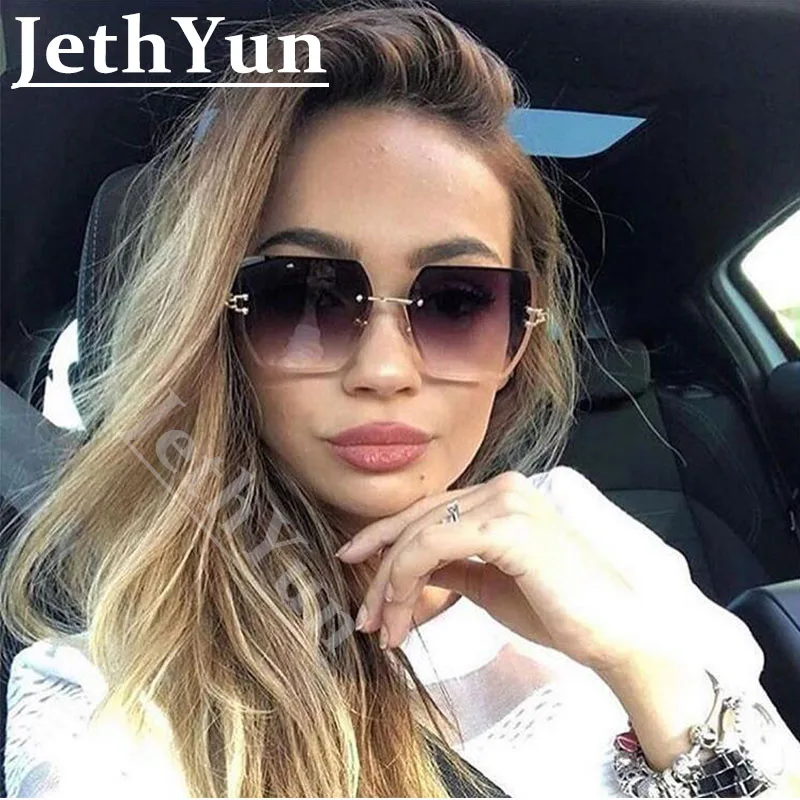 Gafas de sol cuadradas Retro sin montura diseñador de Metal de gran tamaño gafas de sol de moda para hombres sombras degradadas Oculos - AliExpress Accesorios para la ropa