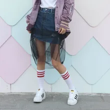 Новые женские школьные брендовые черные и белые полосатые хлопковые Гольфы спортивный скейтборд носки