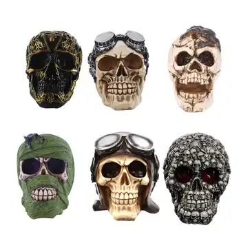 

6 Type Resin Craft Skull Statues & Sculptures Garden Statues Creatives Art Carving Statue Medical Model Human Skull s Home Decor