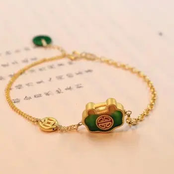

silver inlaid natural chalcedony two color Bracelet Chinese classical palace style minority design charm women's brand jewelry