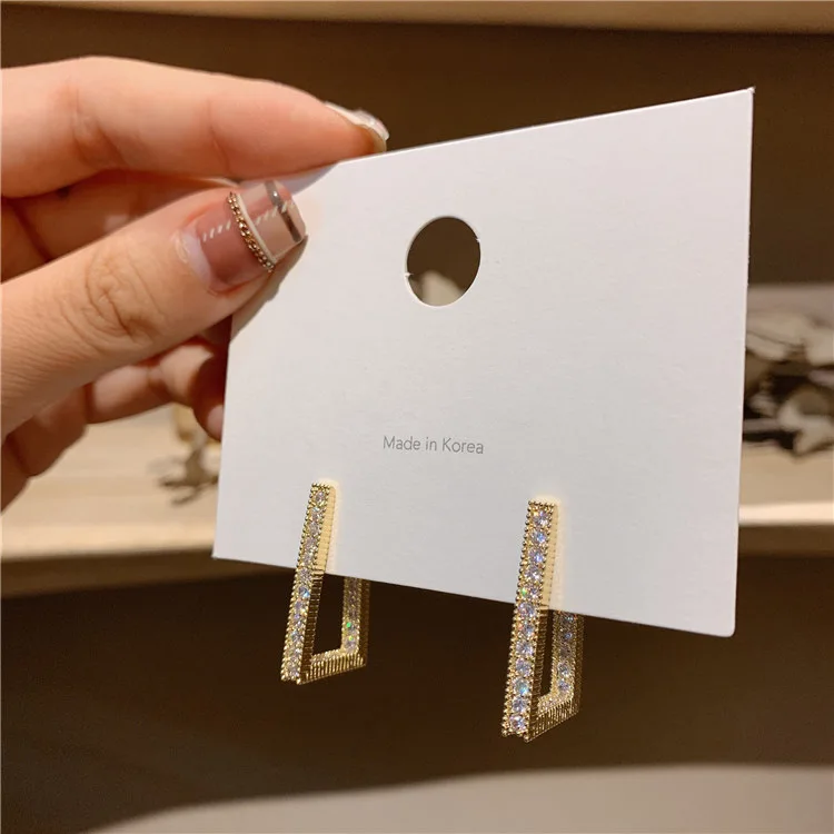 

New arrival geometric zircon earrings fashion jewelry exaggerated high sense Korean fashion statement female earrings.