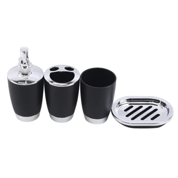 

4 Pcs/Set Bathroom Suit Plastic Shampoo Press Bottle Wash Gargle Cup Toothbrush Holder Soap Dish Bath Accessories