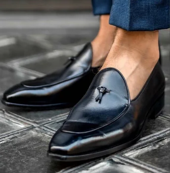 

Men pu Leather Fashion Shoes Low Heel Fringe Shoes Dress Shoes Brogue Shoes Spring Ankle Boots Vintage Classic Male Casual YK317