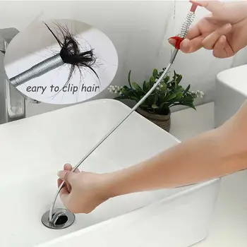 

60cm Spring Drain Water Sink Cleaner Snake dredging Tool Clog Blockages Remover Catcher for Bathrooms Kitchen Tubs Hair Remover