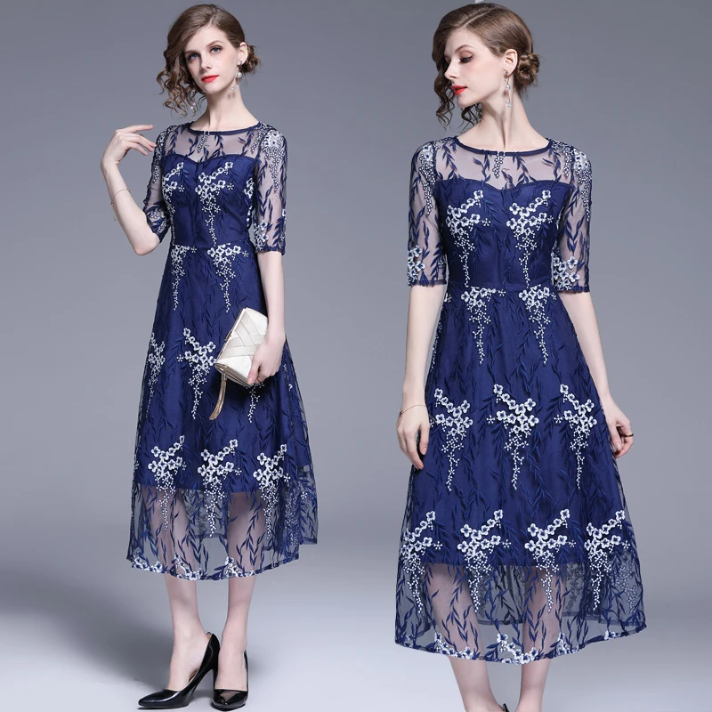 Новое французское Ретро летнее платье с вышивкой Vestidos De Verano Mujeres женское миди праздничное платье Sukienki Na Lato K6390