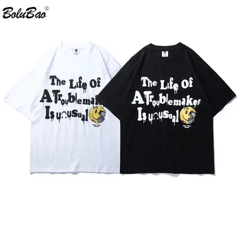 

BOLUBAO Brand Men's Cotton T-Shirt 2020 Summer Original Letter Printing Top Hip Hop Elements Comfortable Male T Shirts