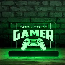 

Born To Be Gamer 3D Optical illusion Light Game Room Decor Video Game Joystick Personalized Stylish LED Light E-Sport Gamer Gift
