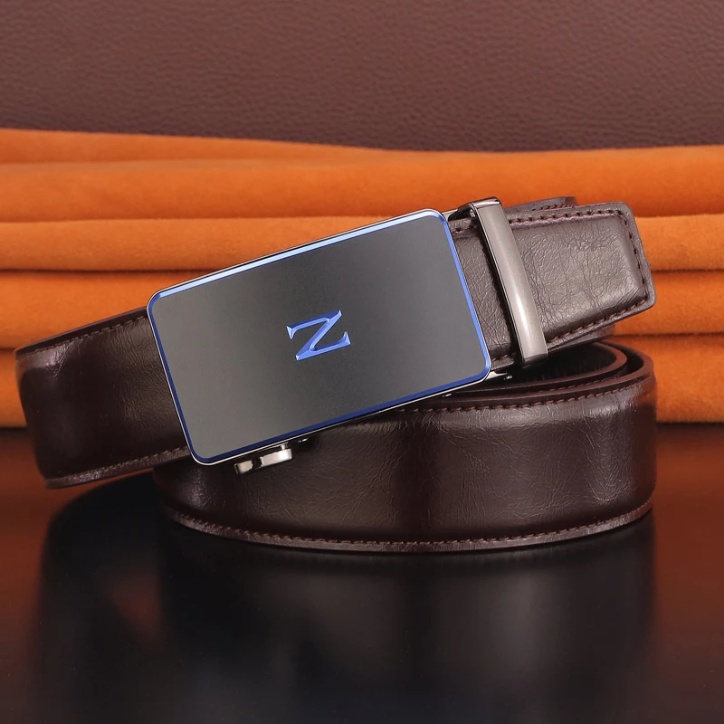 Blue Z letter belts Automatic buckle cowboy man belts men fashion designer Black High Quality leather casual ceinture homme