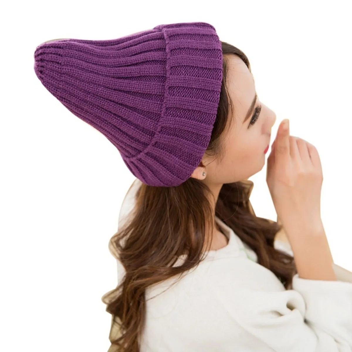 

Men Womens Winter Slouchy Beanie Hats Warm Cuffed Fleece Cap - 12 Colors Available Bonnet Korean Fashion Pointed Hat Accessories