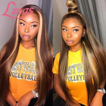 

Lwigs Ombre Highlight Lace Front Human Hair Wigs Highlight Colored Straight Lace Front Wigs Pre Plucked With Baby Hair For Women