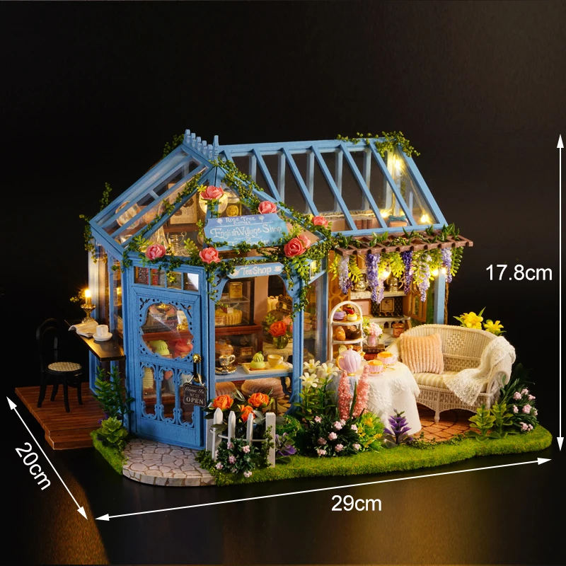 DIY кукольный домик, садовый домик, деревянные миниатюрные кукольные домики, сборные наборы, Каса с мебелью, музыкальный домик, игрушки для детей