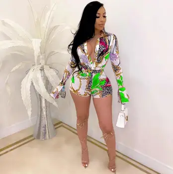 

Sexy jumpsuit women's streetwear deep V tight summer overalls body one piece jumpsuit without belt shorts jumpsuit