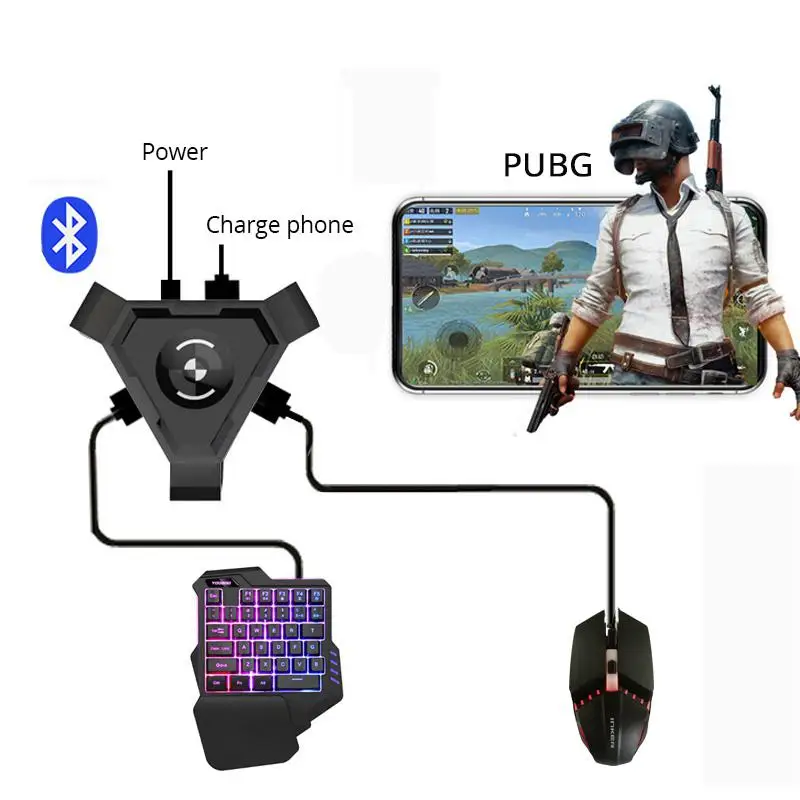  HiMISS PUBG Mobile Gamepad Controller Gaming Keyboard Mouse Converter Set for Android Phone to PC B