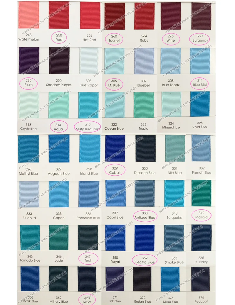 Grosgrain ribbon color chart 2