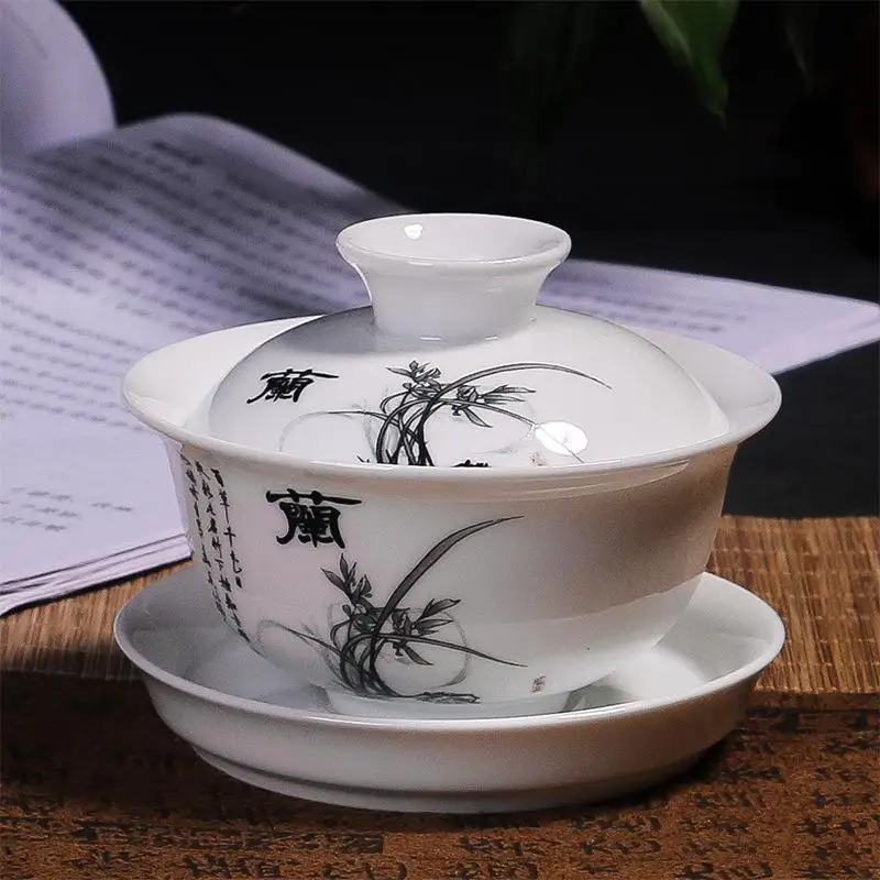 Ручная роспись, элегантные чайные горшки Gaiwan из керамики, фарфоровый чайник кунг-фу, чайный сервиз для путешествий, чайная посуда, посуда для напитков, украшения