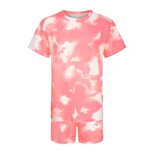 

2021NEW NEW Mens T-shirt Short Sets Short Sleeve Tie-Dye Print Leisure Male Tshirts 2 Piece Outfit Set Summer Casual Tops Tees