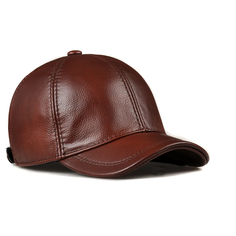 Spring Genuine Leather Baseball Sport Cap Hat Women's Men's Winter Warm Brand New Cow Skin Leather Newsboy Caps Hats 5 Colors 3