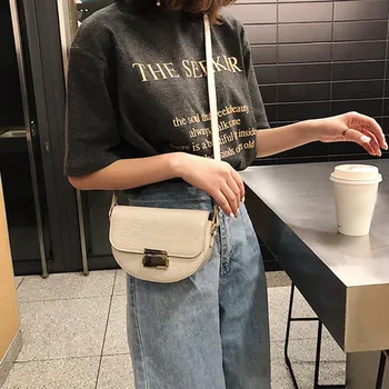 

Stones Pattern Crossbody Bag PU Leather Semicircular Women Purse Shoulder Messenger Bag J9