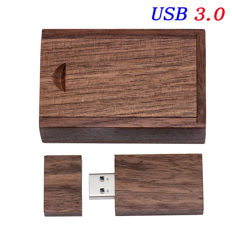 Walnut wood JASTER USB 3,0 креативный бамбуковый и деревянный u-диск квадратный USB+ нажимная коробка 4 ГБ 8 ГБ 16 ГБ 32 ГБ 64 ГБ 128 ГБ usb флеш-карта памяти - Цвет: Walnut wood