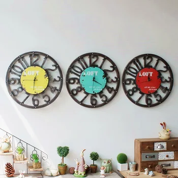 

Retro Wall-mounted Clock Home Round Creative Wall Clock Bedroom Study Wall Multi-function Art Decoration Office Decoration