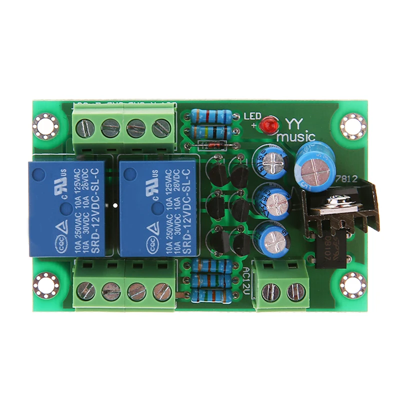 1PC High Quakity Stereo Loud Speaker Protection Board 10A Dual Channel 3S Delay Soft Start Circuit With LED Instructions Lights