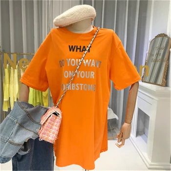 

Women T-Shirts Tops&Tees Korean Style Oversize Loose Letter Print High Street Hip Hop Outdoor Clothes Harajuku camiseta mujer
