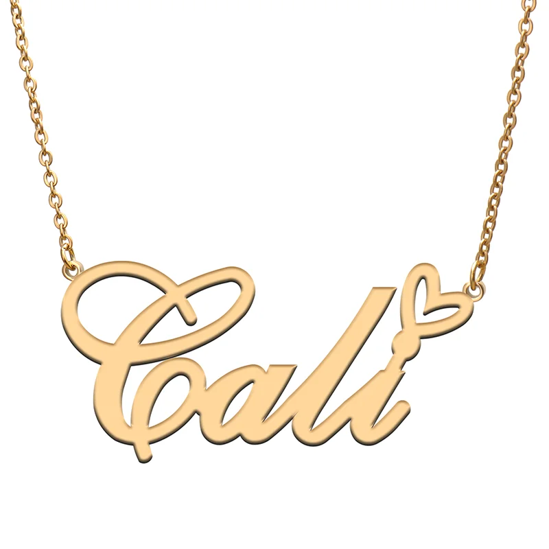 

Cali Name Tag Necklace Personalized Pendant Jewelry Gifts for Mom Daughter Girl Friend Birthday Christmas Party Present
