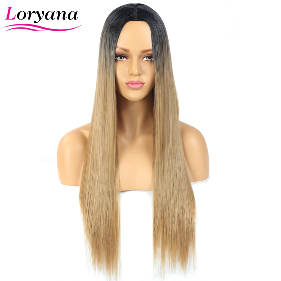 

Loryana Synthetic Hair Black T1B/27 Color Long Staright hair Available Wigs For Women Synthetic Hair High Temperature Fiber wig