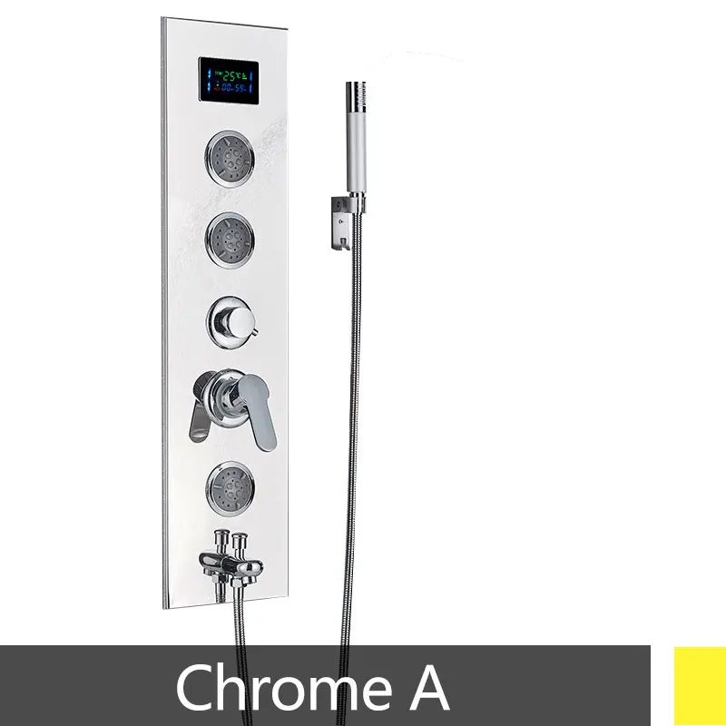 Chrome A Настенный смеситель для ванной комнаты, набор для душа, дисплей, дождевая душевая панель, колонка, ванна, смеситель для душа, смесители для душа, массажные струи - Цвет: Chrome A