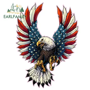 

EARLFAMILY 13cm x 9cm 3D Eagle Vinyl Car Sticker American Wings Decal Laptop Skateboard Graphic JDM Cartoon Stickers